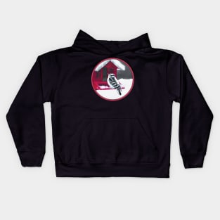 Downy Woodpecker on Feeder Kids Hoodie